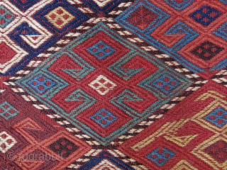 Caucasian extra weft woven large Salt bag with saturated colors and great condition.  Circa 19th cent. size : 25" X 18.5 " - 64 cm X 47 cm    