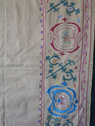 UZbekistan - bokhara Nim suzani, fine chain stitch embroidery, natural dyes. Circa 1900 Size: 59" X 39" -- 150 cm X 100 cm          