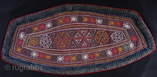 Turkmen headband, extreme fine embroidery, matted on black cotton, natural colors. Circa second half of 19th cent. size : 11.5" X 5.2" - 29 cm X 14 cm vedatkaradag@gmail.com    