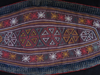 Turkmen headband, extreme fine embroidery, matted on black cotton, natural colors. Circa second half of 19th cent. size : 11.5" X 5.2" - 29 cm X 14 cm vedatkaradag@gmail.com    