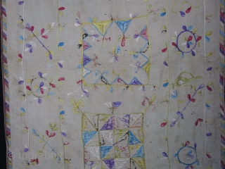 Caucasus Azerbaijan Silk embroidery prayer hanging. Circa 1900 size : 38" X 22" -- 97 cm X 56 cm              
