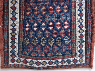 Bijar area Shahsavan sumak bag, saturated colors front kilim top and some small areas have old restoration on back side Size : 10.5" X 9"        