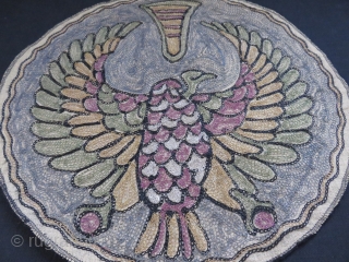 Anatolia - Edirne, silk and fine metallic embroidery, Christian style with Eastern Roman - Byzantine eagle holding the globe. Plain cotton backing. Circa: 1900 -1920s. Size: 15" in diameter    