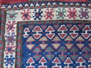 Bijar area shasavan small bag, some wear on lower end, soem repair on back side. size : 1-" X 9.5" -- 25.5 cm X 24 cm       