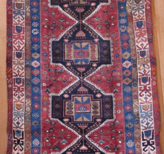 East Anatolian Gaziantep, Kurdish main rug. very strongly woven, mixed wool and cotton spun warps and cotton - wool wefts. Natural colors. two birds indicate that it was a Dowry rug. circa  ...