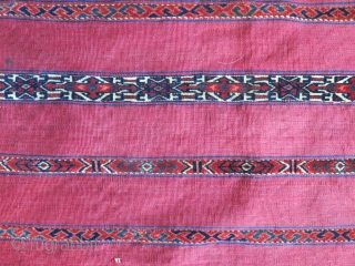 Turkmen Tekke Chuval. saturated colors, tiny small area old repair all bands has full pile, great condition. Size : 50" X 33"  - 127 cm X 84 cm    