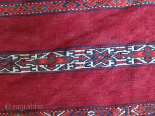 Turkmen Tekke Chuval. saturated colors, tiny small area old repair all bands has full pile, great condition. Size : 50" X 33"  - 127 cm X 84 cm    