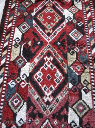 Central Asia Middle Amu Darya all wool julkur rug. woven in panels, natural colros Circa 1900s. 134" X 48" - 340 cm X 122 cm        