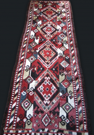 Central Asia Middle Amu Darya all wool julkur rug. woven in panels, natural colros Circa 1900s. 134" X 48" - 340 cm X 122 cm        
