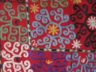 Uzbek Lakai Mirror cover hanging, Circa 1900 or earlier, Russian printed cotton backing, size : 22" X 21" --  56 cm X 53 cm        