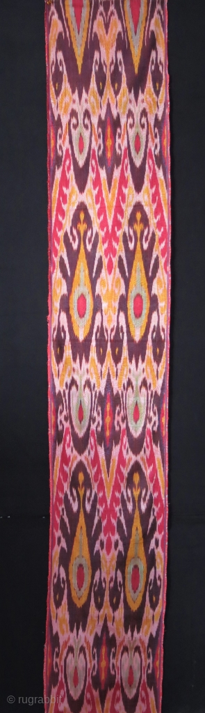 Uzbek adras ikat panel.. 19th century mint condition with great colors and classical design. Size : 88 " X 14.5 " --225 cm X 37.5 cm       