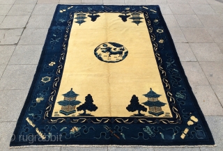 China Beijing petau carpet 1910 or 1920s 
all are colors natural dyes full condition very nice quality shining wool.size 260x182cm             