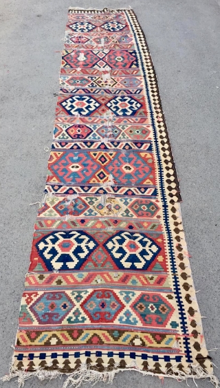 Shahsavan kilim 1800 or 1820s size 450x95 cm                         