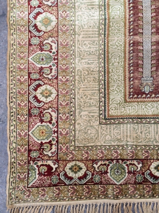 Anatolian Bandırma silk prayer rug size 208x146cm                          