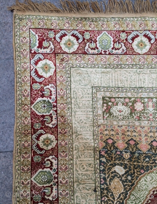 Anatolian Bandırma silk prayer rug size 208x146cm                          