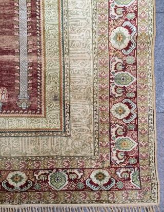 Anatolian Bandırma silk prayer rug size 208x146cm                          