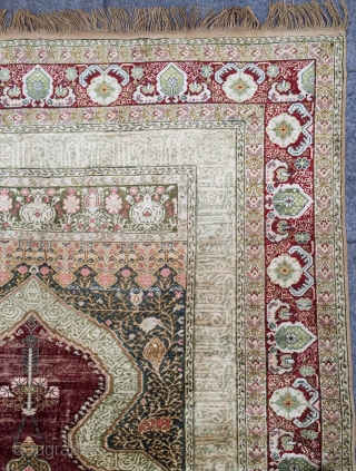 Anatolian Bandırma silk prayer rug size 208x146cm                          