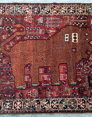 Qhasgai lion carpet and repaired size 185x135cm                          