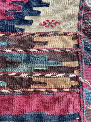 This is a Turkmen Yomud kilim but the pattern is Borchali Caucasian. It resulted in a unique different design.              