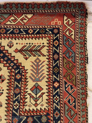 Marsahali Shirvan prayer rug circa 1820 or 1840s. Size 140x80cm .                      