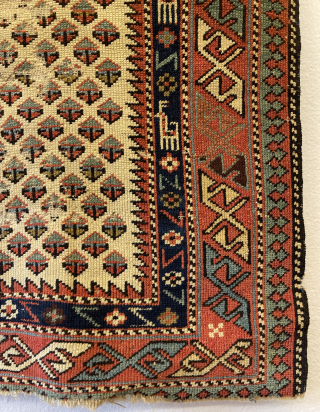 Marsahali Shirvan prayer rug circa 1820 or 1840s. Size 140x80cm .                      