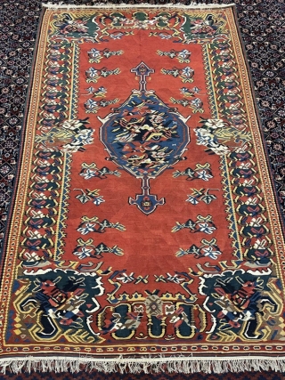 Very nice Senneh Kurdish kilim warp silk, size 220x150cm                        