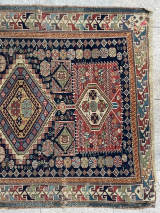 Shirvan carpet very fine quality there are 24 knots in 1 square centimeter, circa 1820 or 1840s.                