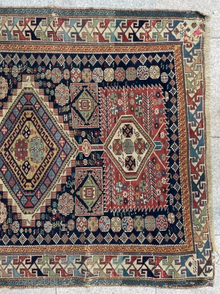 Shirvan carpet very fine quality there are 24 knots in 1 square centimeter, circa 1820 or 1840s.                