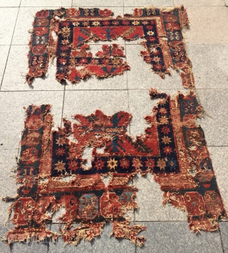 Very old Caucasian fragmand carpet 18.century size 160x115cm                         