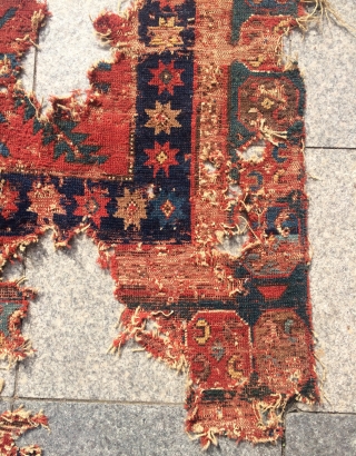 Very old Caucasian fragmand carpet 18.century size 160x115cm                         