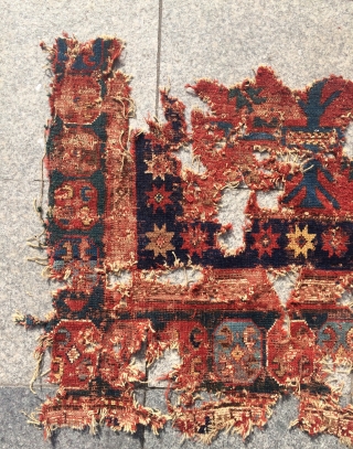 Very old Caucasian fragmand carpet 18.century size 160x115cm                         