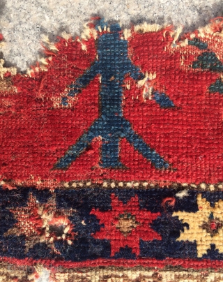 Very old Caucasian fragmand carpet 18.century size 160x115cm                         