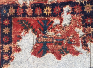 Very old Caucasian fragmand carpet 18.century size 160x115cm                         