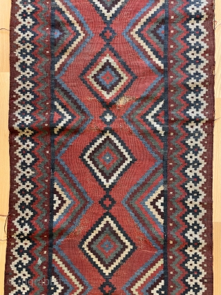 Shiraz Kilim very old very fine quality and rare size 232x63cm                      