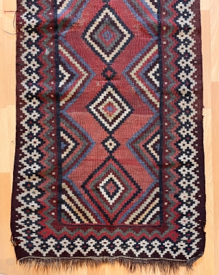 Shiraz Kilim very old very fine quality and rare size 232x63cm                      