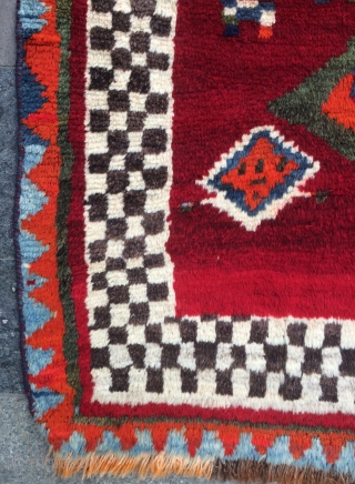 Qhasgai gabbeh very nice soft wool. 1940s about. Size 210x135cm
                       