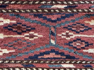 This is a Yamud funeral rug. When a person dies, this rug is placed over the coffin.size 220x115cm
               