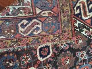 NW Persian Kurdish mina khani long rug, 9ft x 4ft5". large scale drawing with archaic S border. Excellent condition.
Untouched with original selvedges, full pile, missing 1cm on ends. 12 saturated happy colors.  ...