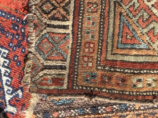 mid 19th c konya yaştık 23x34"
fair condition with fraying of selvages and ends, 2 fingertip holes
and a 1"x 1/2" hole             