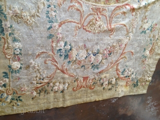 French Aubusson Tapestry wool and silk is in poor condition but complete
Size 6'00"X10'08" feet                   