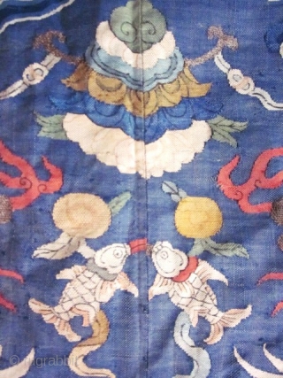 CHAOFU or Semi-Formal Court chinese robe from the Qing dynasty in Kesi (silk tapestry). it is composed of three vertical panels including one crossing the front  and closed by five buttons.  ...