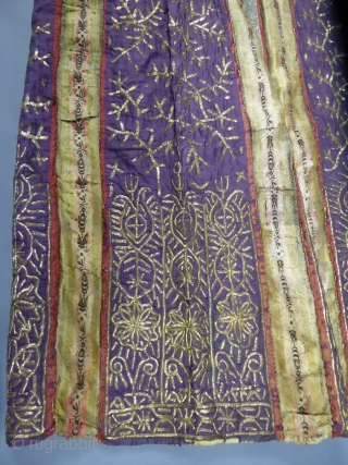 Early Wedding tunisian top Circa 1800/1850 Tunisia Exceptional tunic of wedding embroidery of gold silver and silk ribbon very probably dating from before 1850. Rectangle tunic with open neckline and scalloped Ribbon  ...