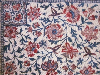 Rare Indian pencilled kalamkari chintz late 18c for Persia.
Beautiful indian Kalamkari, wooden block printed, then pencilled in India in the late eighteenth century. Quilted in the nineteenth century with a later calico,  ...