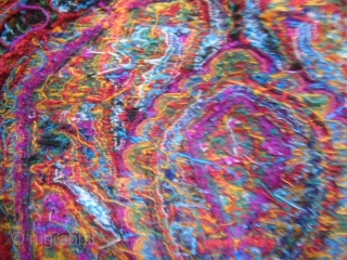 Indian twill kani weave Kashmir shawl 19c. Long indian cashmere shawl with nine colors for the Western fashion during the Second french Empire.Twill tapestry of an explosive flurry of bright and generous  ...