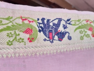  A VINTAGE SAREE MADE UP OF REAL ZARI.

FABRIC:SILK WITH ANIMALS FIGURES ON ALL OVER BORDER AND PALLU.

rugrabbit note: please remember that this site is for antique pieces only! Thank!   