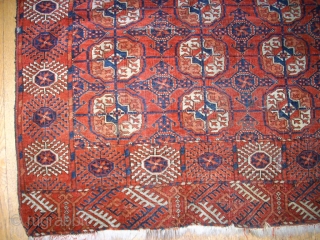 Old Tekke rug. Size: 100 x 120 cm. Used. Ends are not fixed.                    