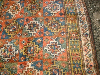 Antique Quchan Kodi rug. Size: 132 x 221 cm. Full pile. Used. Natural dyes.                   