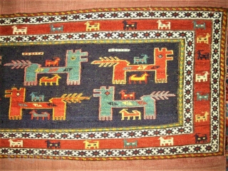 antique North-West Persian Cicim Flatweave. Size: 46 x 85 cm. Very nice Mafrash Paneel.                   