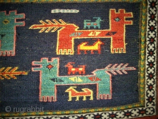 antique North-West Persian Cicim Flatweave. Size: 46 x 85 cm. Very nice Mafrash Paneel.                   