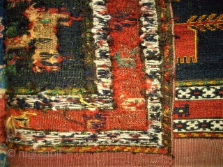 antique North-West Persian Cicim Flatweave. Size: 46 x 85 cm. Very nice Mafrash Paneel.                   